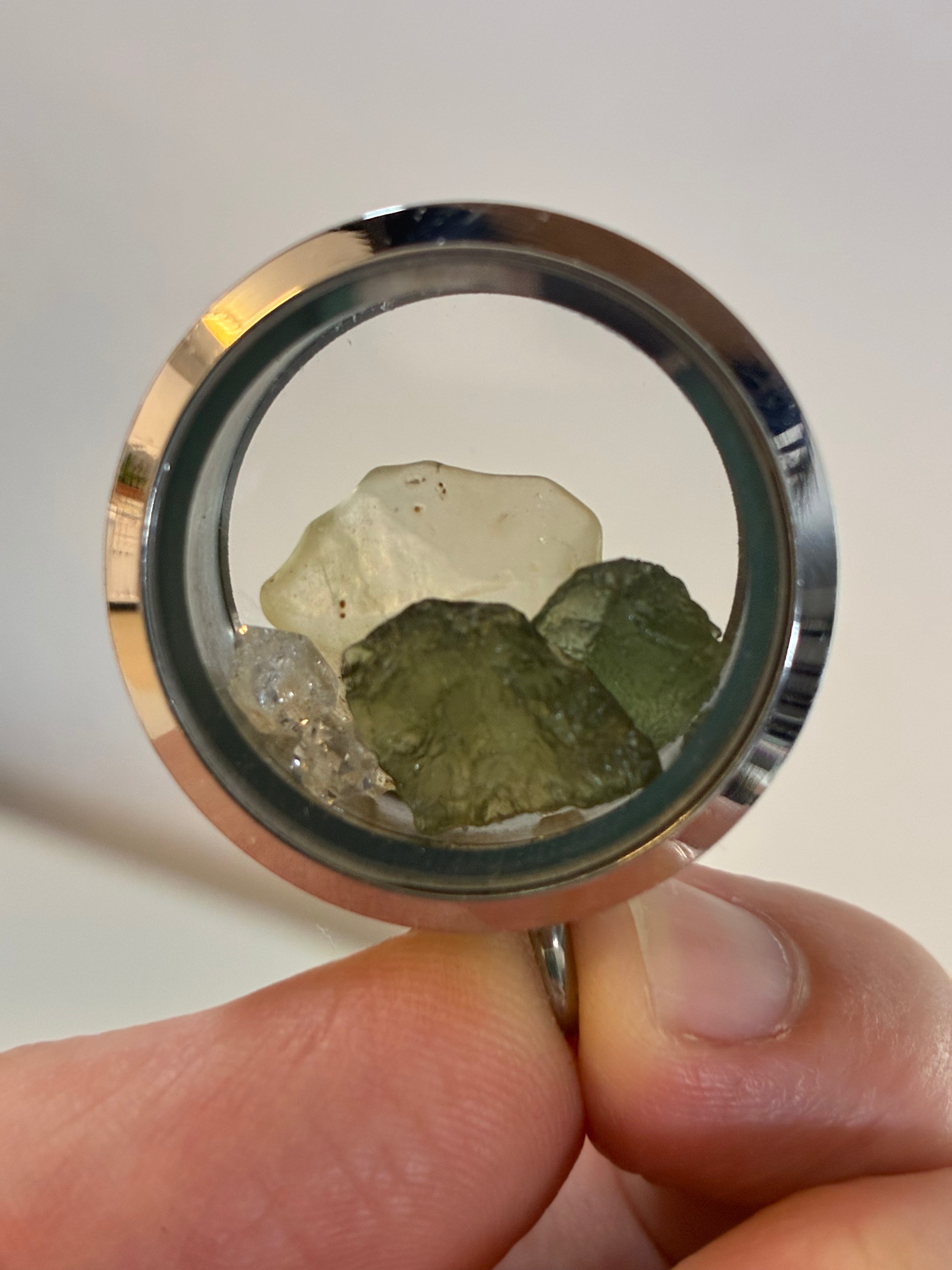 Moldavite Pendant ⏾ Silver ⏾ Libyan Desert Glass ⏾ Herkimer Diamond ⏾ Moldavite