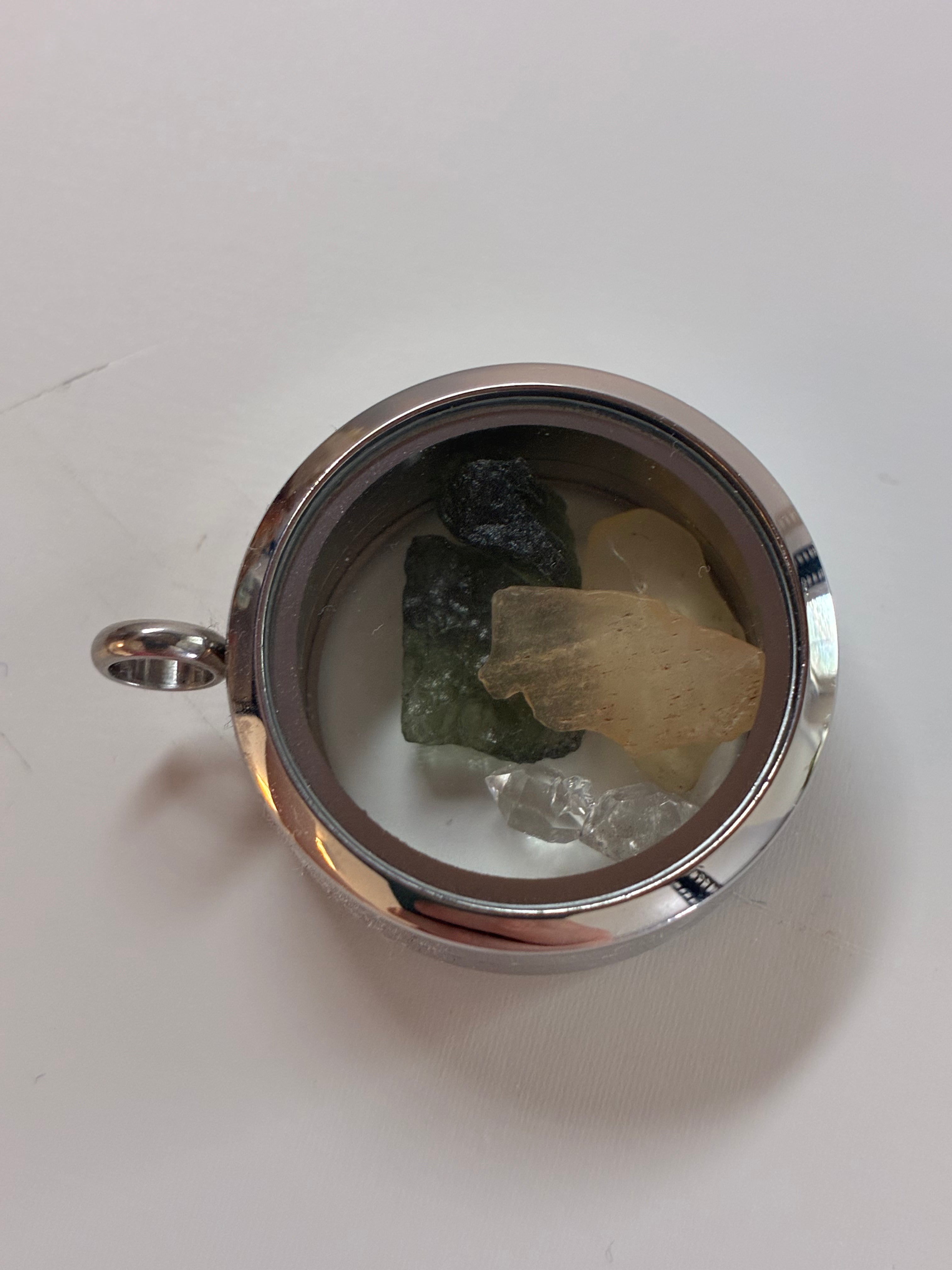 Moldavite Pendant ⏾ Silver ⏾ Libyan Desert Glass ⏾ Herkimer Diamond ⏾ Moldavite