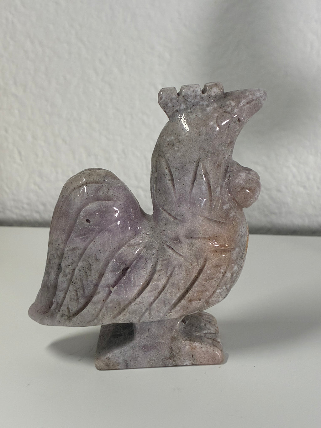 Pink Amethyst Rooster 𐦖 Animal Carving
